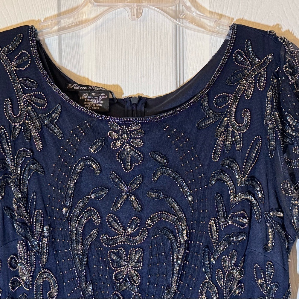 Pisarro Nights Midnight Blue Beaded Gown Mother of Bride/Groom - Picture 9 of 15